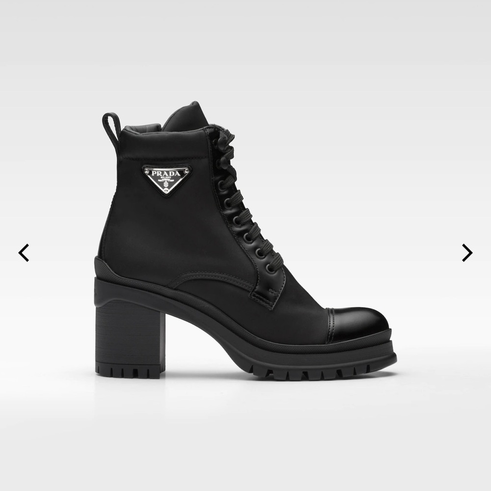 Prada Brushed leather and nylon  booties